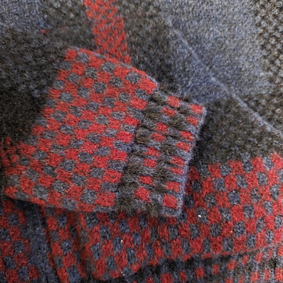 Zara Checkered Jacket in Navy and Burgundy - Picture 5 of 8